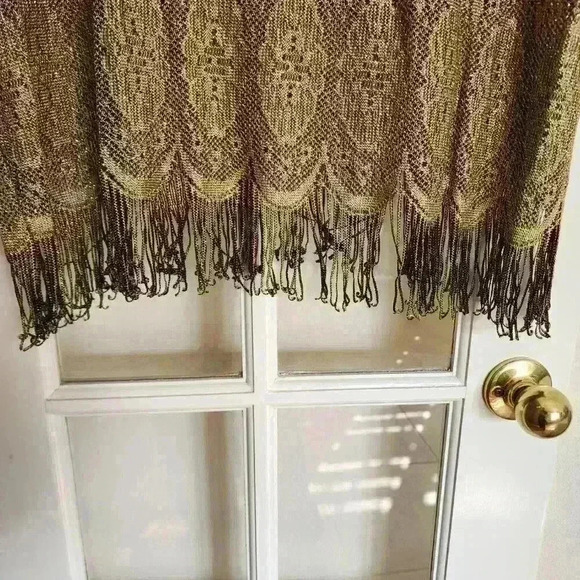 Vintage Sharade Nites Metallic Gold Fringe Blouse Women’s Boho 80s Made in USA - Picture 8 of 13